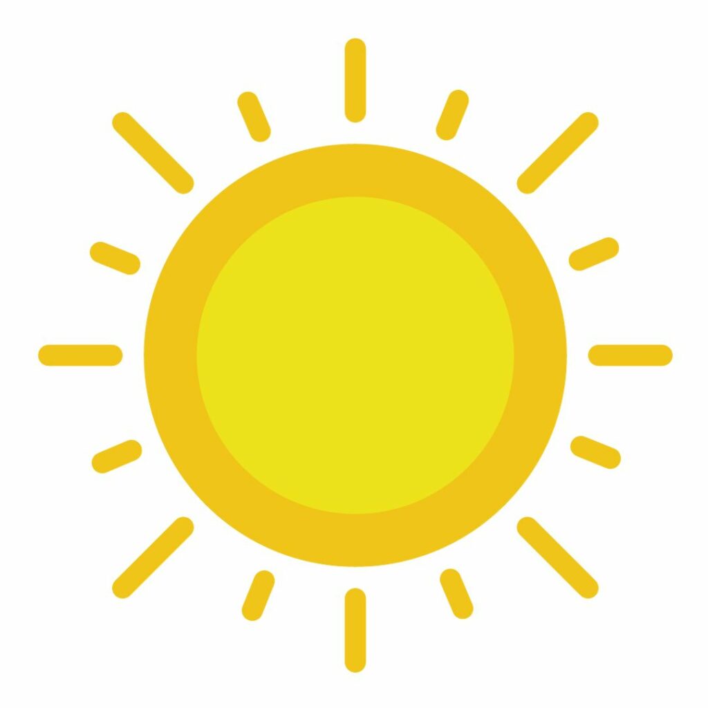 A cartoon image showing a sun shining brightly.